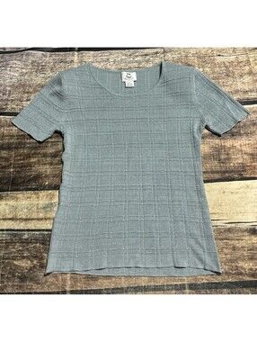 VTG Renfrew Top Womens Small Linen Check Short Sleeve 80s